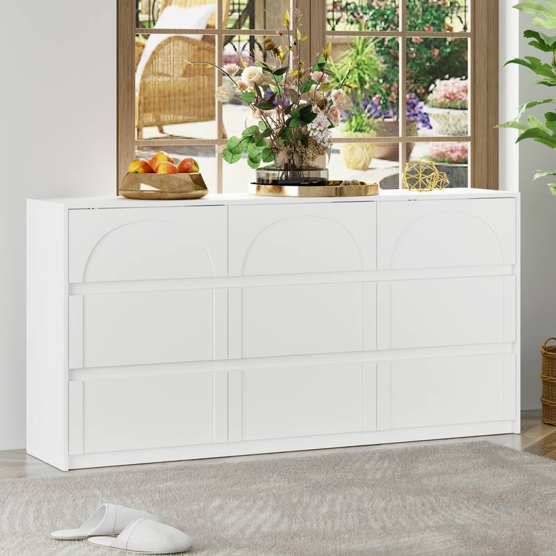 White 9-Drawer Storage Dresser with Stylish Design and Anti-Tip Feature