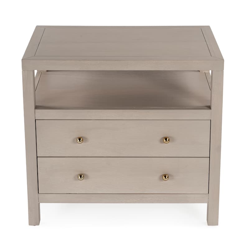Nora 2-Drawer Wood Wide Nightstand