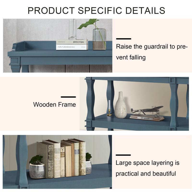 Console Table with 3-Tier Open Storage Spaces