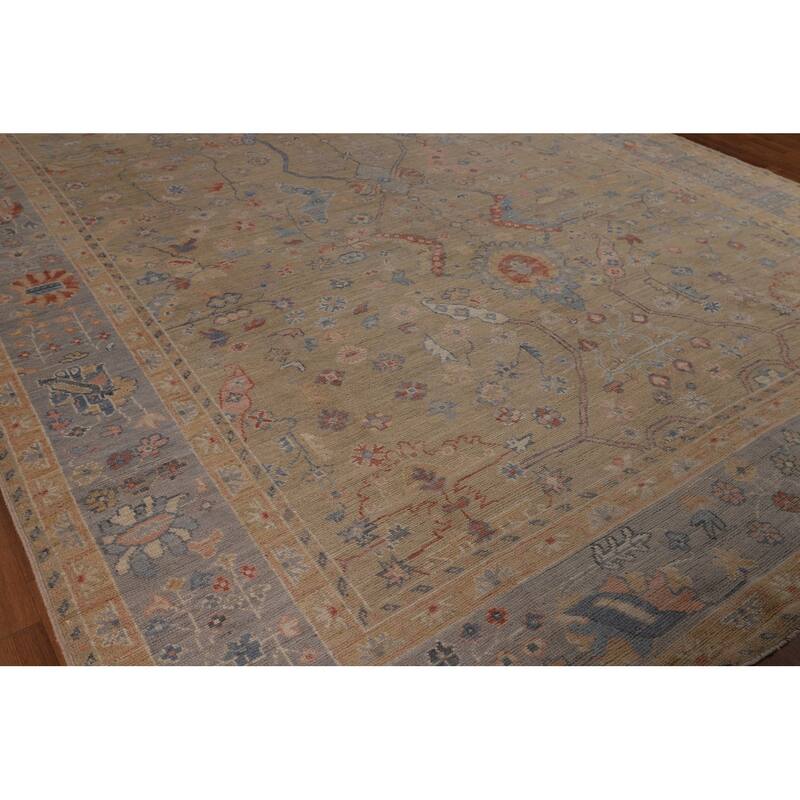 Vegetable Dye Oushak Oriental Large Area Rug Hand-Knotted Wool Carpet - 9'11"x 14'3"