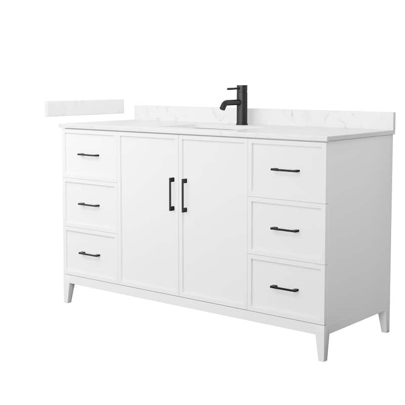 Wyndham Collection WCH717160S-VCA-UNSMXX Elan 60" Free Standing Single - White / Carrara Cultured Marble Top / Matte Black - Painted