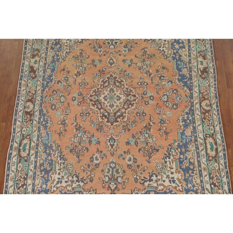 Traditional Hamedan Persian Vintage Area Rug Hand-Knotted Wool Carpet - 6'6"x 9'8"