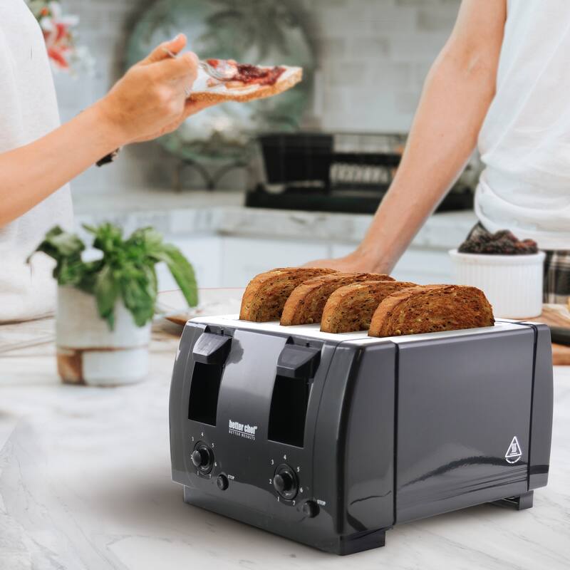 Better Chef 4 Slice Dual-Control Black Toaster IM-242B
