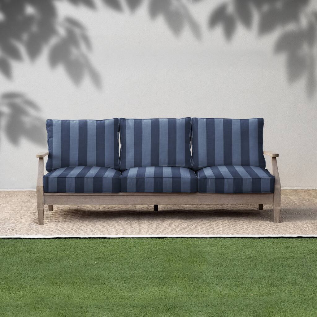 Sorra Home Striped Indoor/Outdoor Deep Seating Sofa Cushion Set