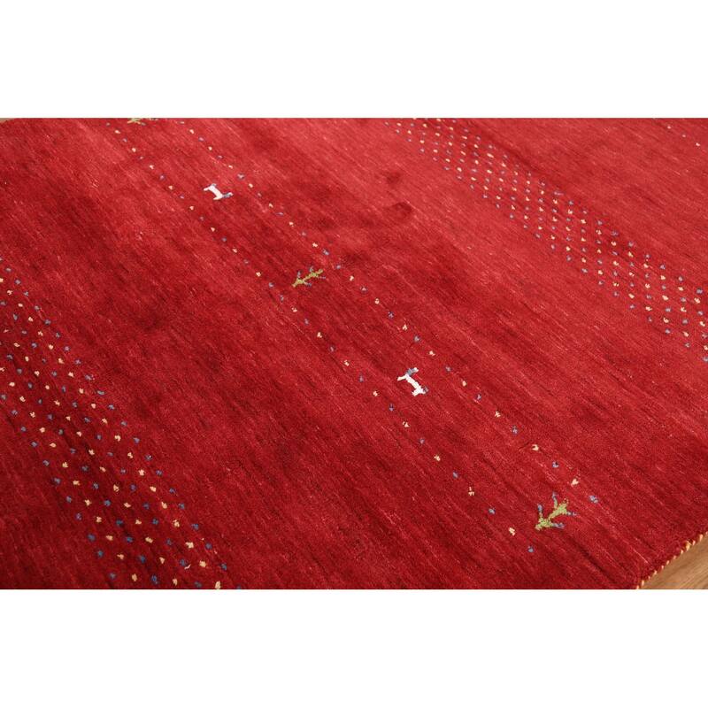 Tribal Red Gabbeh Oriental Area Rug Hand-Knotted Wool Carpet - 5'2"x 7'10"