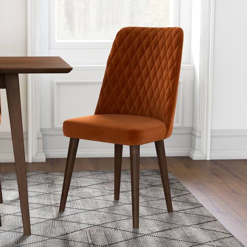 Artemsis 7-Piece Mid Century Dining Set w/6 Velvet Dining Chairs in Burnt Orange
