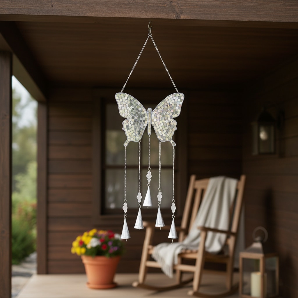 Decorative Butterfly Mosaic Hanging Bell Windchimes