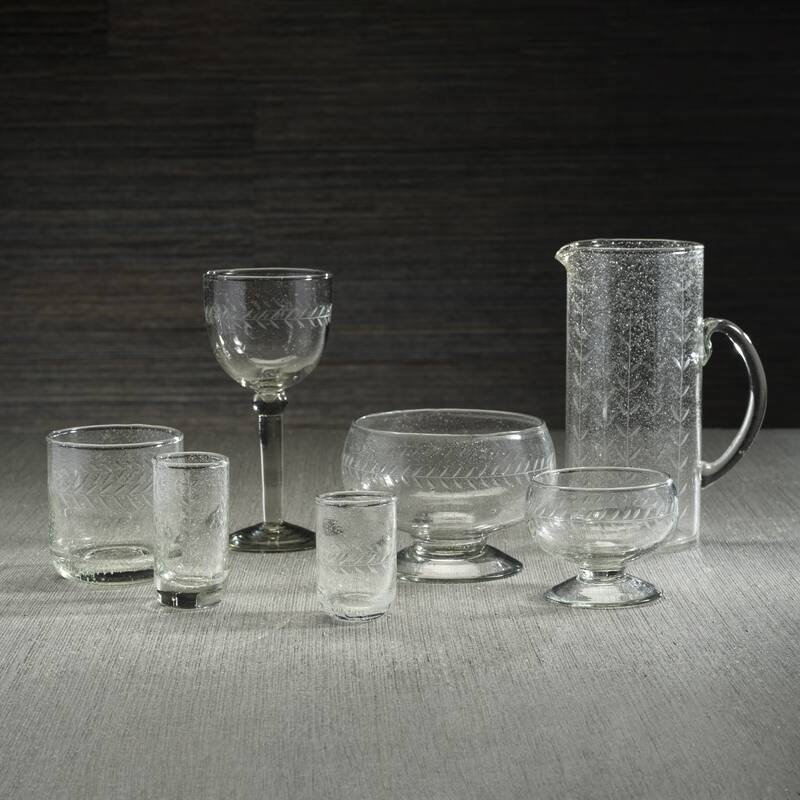Tuscan Handmade Etched Glass Pitcher