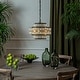 preview thumbnail 12 of 15, AloaDecor Modern Crystal Chandelier Matte Black Finish Tiered Drum Pendant Light for Small Spaces Dining Room Entryway