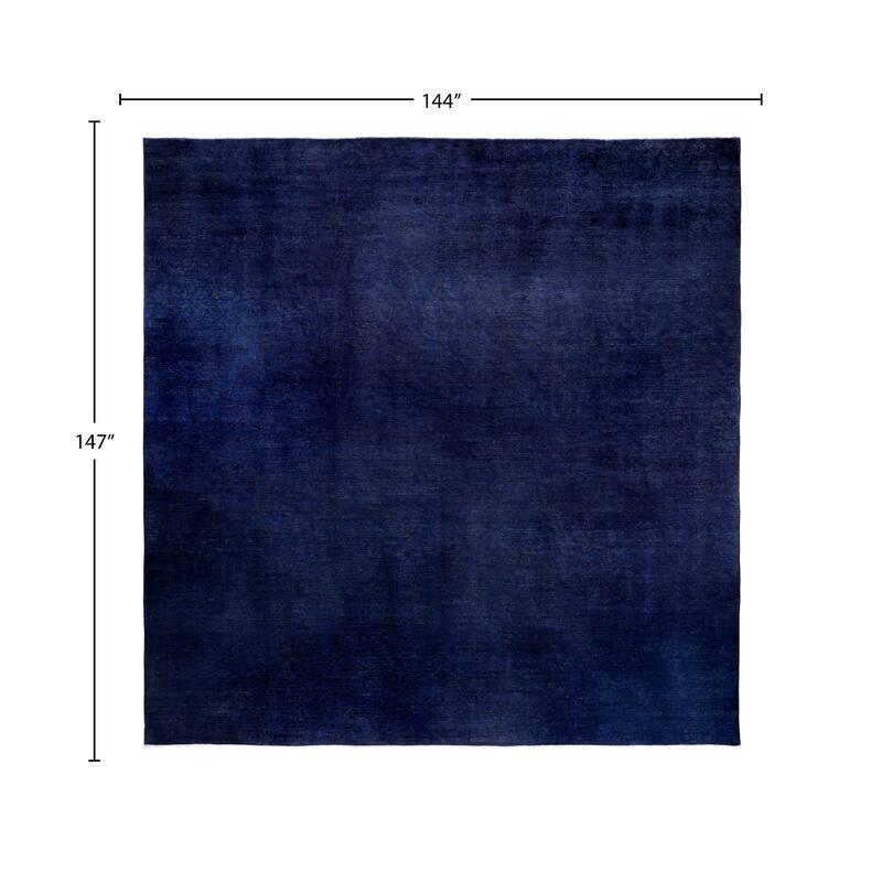 Overdyed One-of-a-Kind Hand-Knotted Square Area Rug - Purple - 12' 0" x 12' 3"