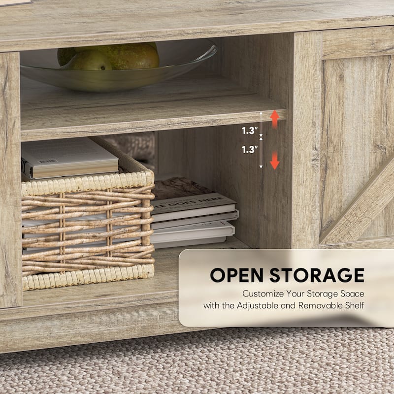 47" Rustic Farmhouse Coffee Table with Storage & Sliding Doors