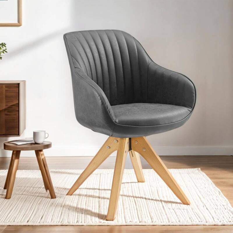 Art Leon Modern Wood Swivel Chair with Oak Legs