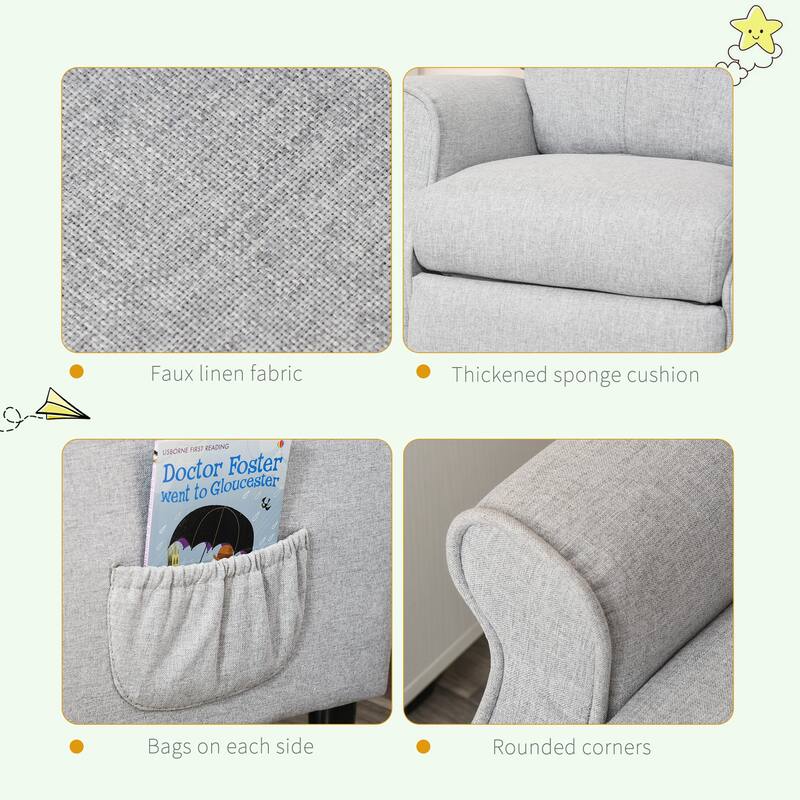 Light Grey Kids Recliner Sofa Chair with Footrest and 120 Degree Reclining Soft Sponge Cushion - 22.75"W x 20.75"D x 27.5"H