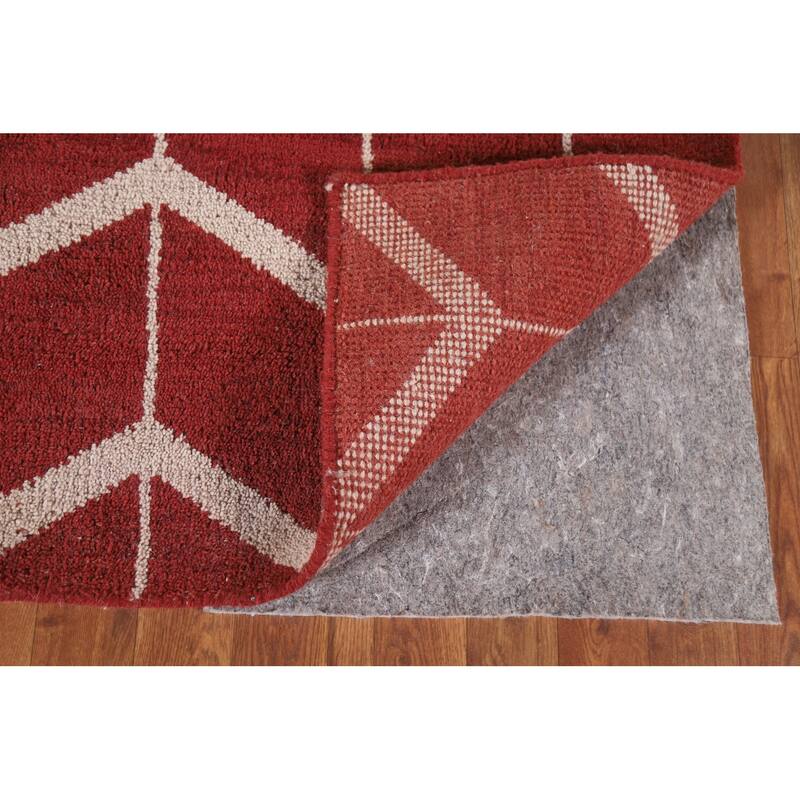 Hand Knotted Oriental 100% Wool Carpet Modern Chevron Red Gabbeh Area Rug - 7' 11'' X 5' 3''