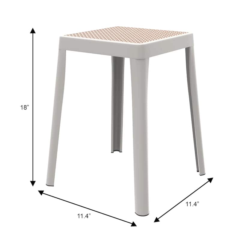 Tresse Modern Stackable Dining Stool with Wicker Seat for Dining Room, Garden, Patio, Indoor or Outdoor Set of 2