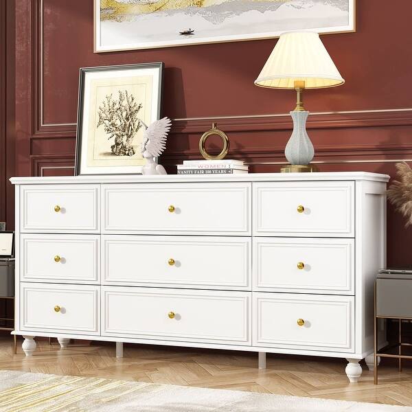 white dresser gold legs Manhattan Comfort Jasper 3.0 Gloss White Dresser With Gold Steel Legs –  Kitchen Oasis main image 0