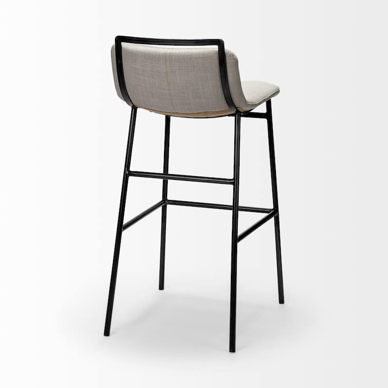 Kavalan Beige Fabric Seat with Black Metal Frame Bar Stool