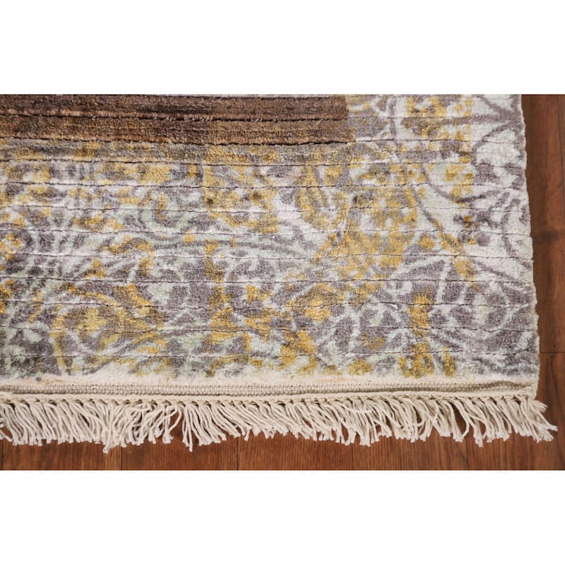 Striped Indo Abstract Oriental Accent Rug Handmade Wool Carpet - 2'8"x 4'10"