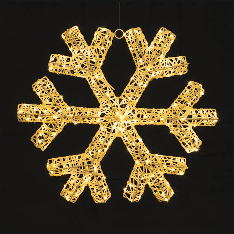 White Iron LED Snowflake with Warm Glow Indoor Winter Decor - 24” x 3” x 24” (L x W x H) - White