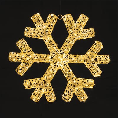 White Iron LED Snowflake with Warm Glow Indoor Winter Decor - 24” x 3” x 24” (L x W x H)