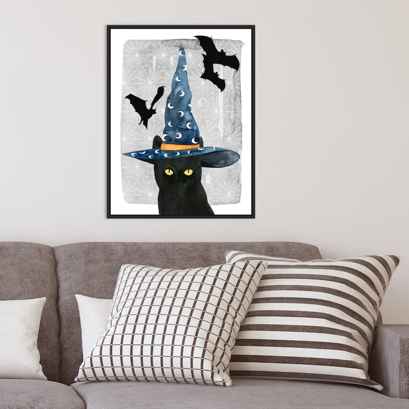 Amanti Art Black Cat II Framed Canvas Wall Art
