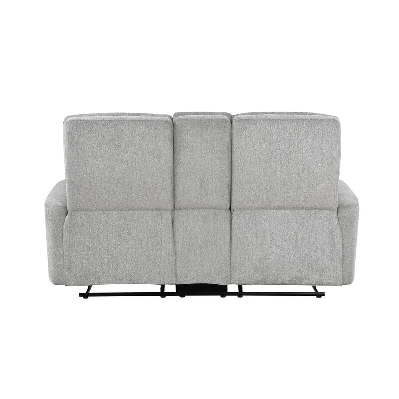 Lyns Manual Recliner Loveseat, Center Console, Gray Chenille, 71 Inch