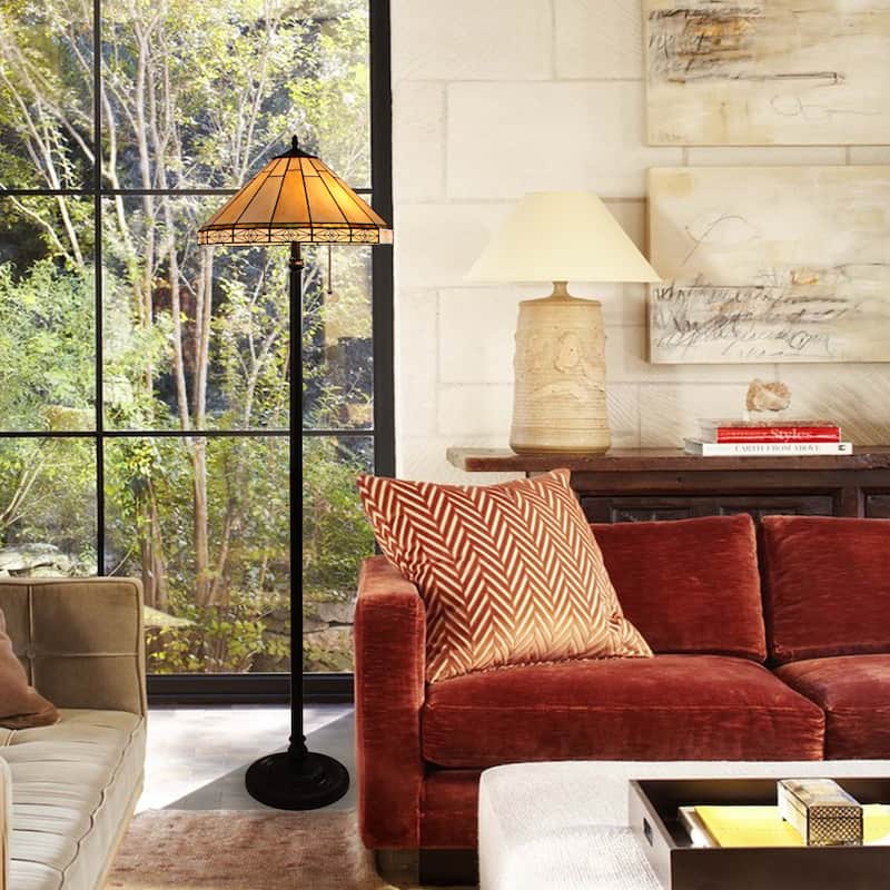 Tiffany-Style Mission Design 2-light Blackish Bronze Floor Lamp