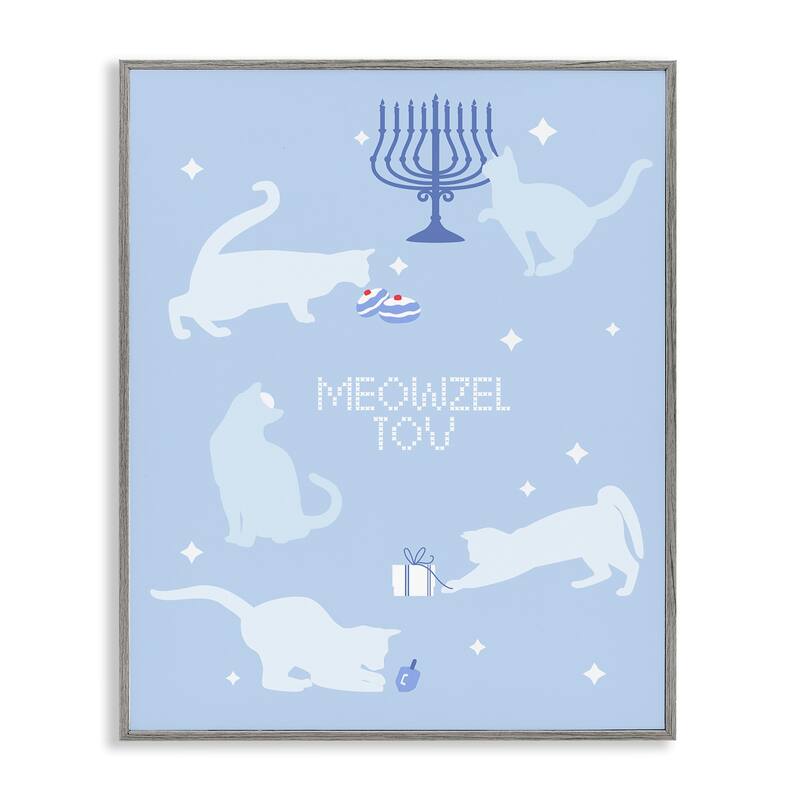 Stupell Meowzel Tov Seasonal Cats Framed Giclee Art Design By Lil' Rue - 11 x 14 - Grey
