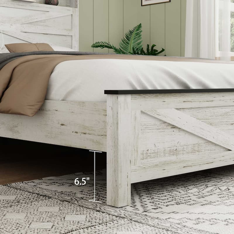 King Size Platform Bed with 2 USB Ports