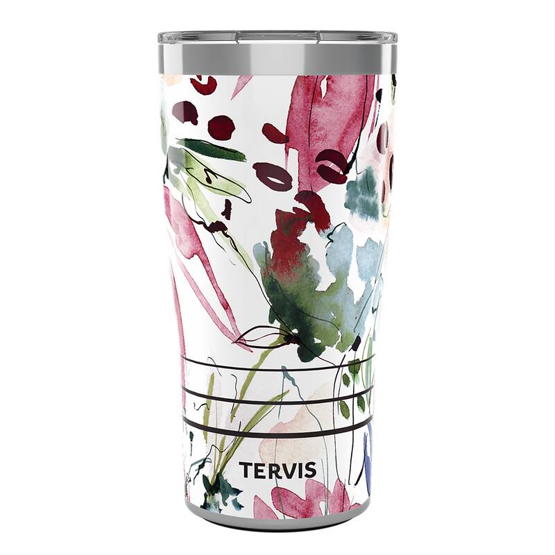 Tervis Traveler Sara Barrenson Floral Abstraction Triple Walled Insulated Travel Tumbler, Stainless Steel - 20oz