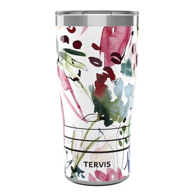 Tervis Traveler Sara Barrenson Floral Abstraction Triple Walled Insulated Travel Tumbler, Stainless Steel