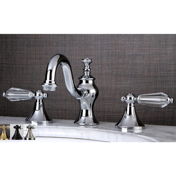 slide 2 of 7, Victorian Crystal Widespread Bathroom Faucet Polished chrome