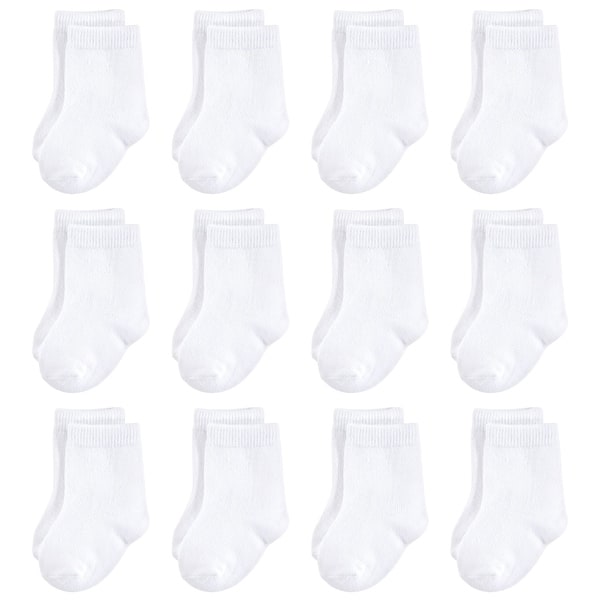 slide 1 of 1, Touched by Nature Baby Unisex Organic Cotton Socks, White 12-Pack 0-6 Months - White 12-Pack