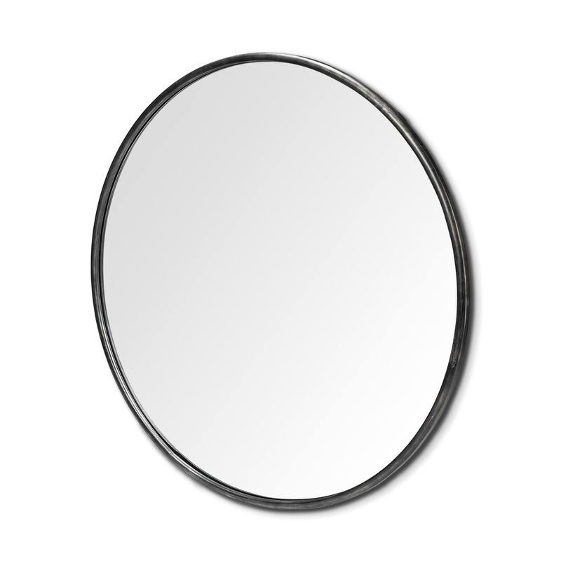 47" Round Black Metal Frame Wall Mirror - 47.24" H x 0.98" W