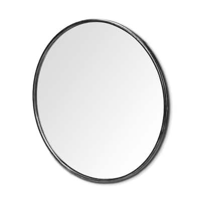 47" Round Black Metal Frame Wall Mirror - 47.24" H x 0.98" W