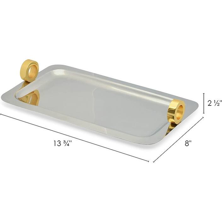 Berkware Two Tone Rectangular Tray with Gold Ring Handles