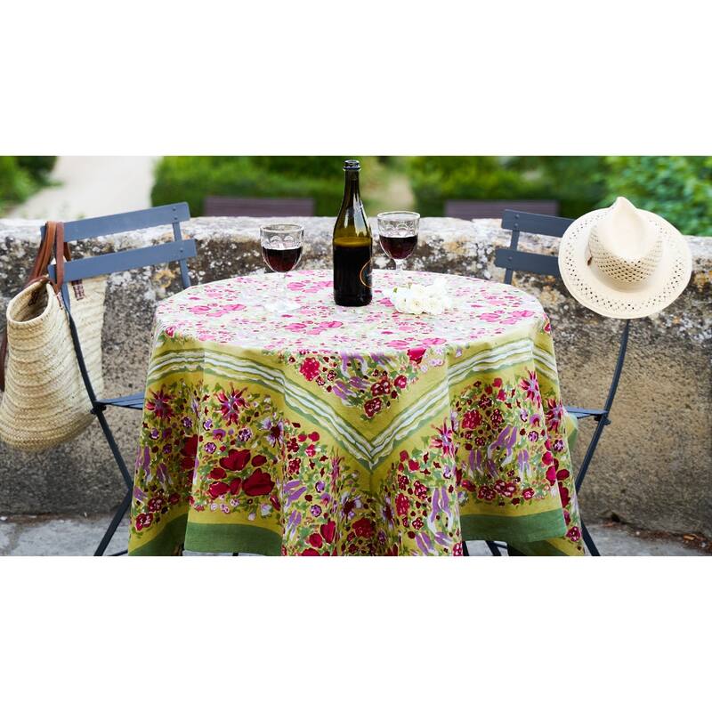 Jardine Red/ Green Floral Cotton Tablecloth