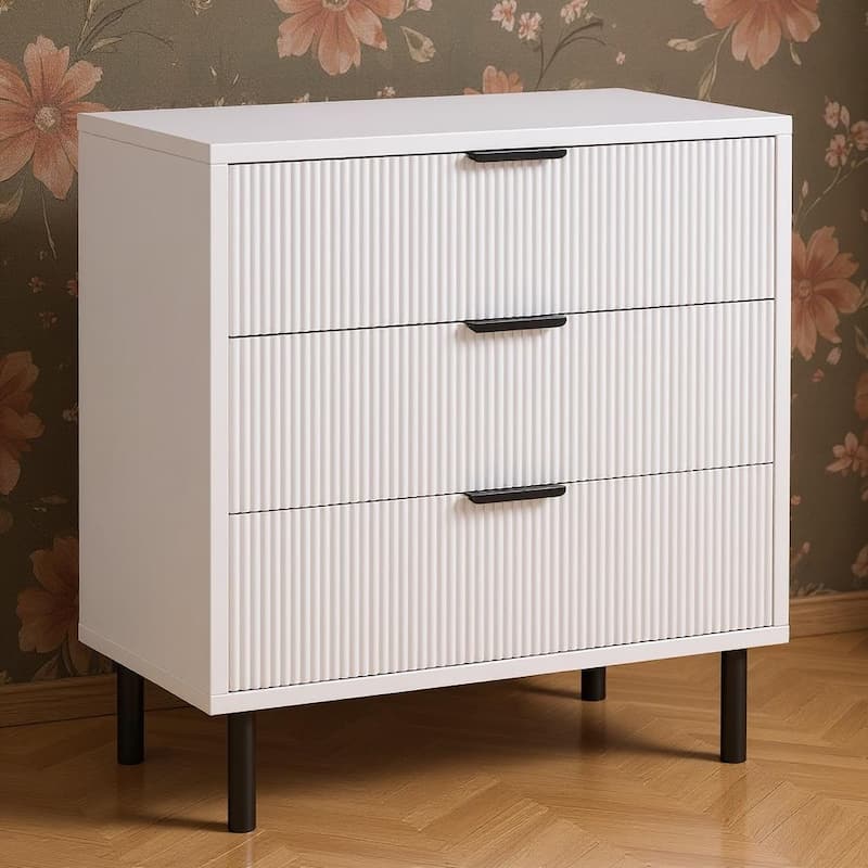 27.6'' Fluted 3 Drawer Dresser, with Anti-Tipping Device