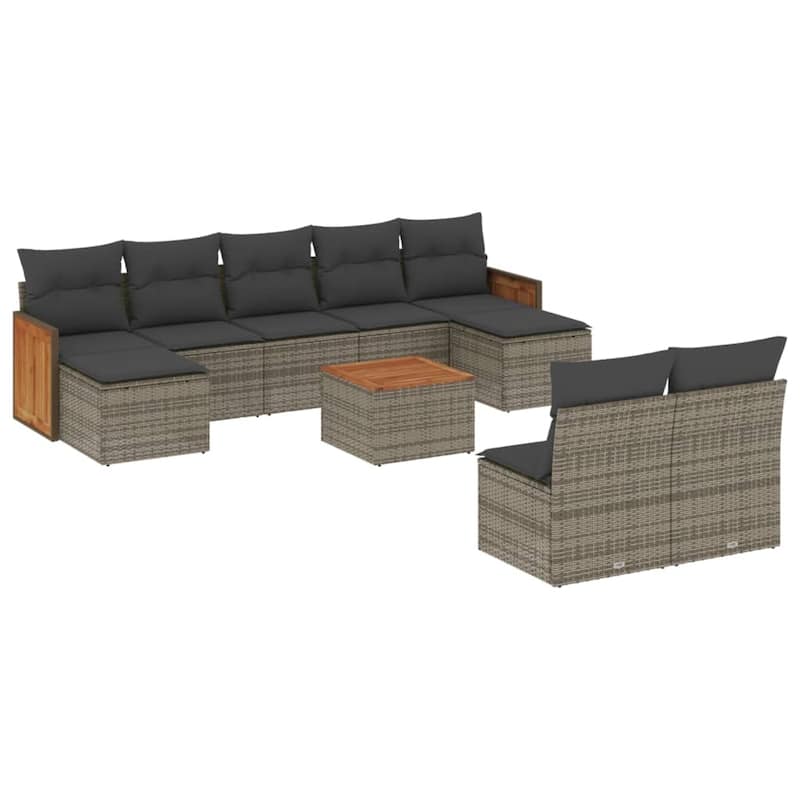 vidaXL Patio Sofa Set with Cushions Outdoor Conversation Furniture Poly Rattan - 21.7 x 21.7 x 14.6