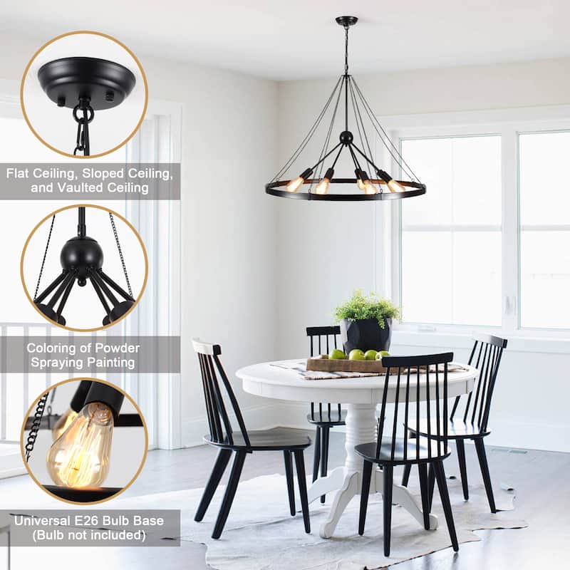 8-Light Circle Wagon Wheel Chandelier Linear Sputnik Chandelier Lighting for Kitchen Island