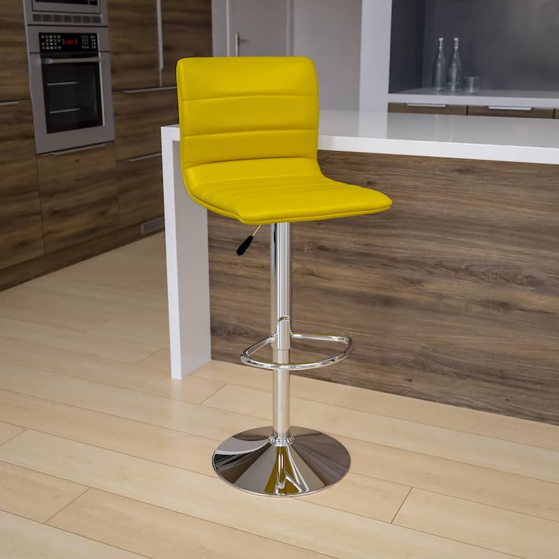 Modern Vinyl Stitch Back Adjustable Height Barstool - 16"W x 19"D x 35" - 44"H