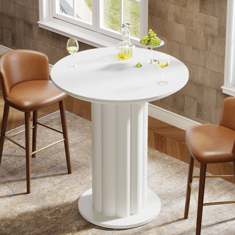 39" Roman Pillar Bar Table - Round Pub Height Table for Kitchen, Dining & Small Spaces