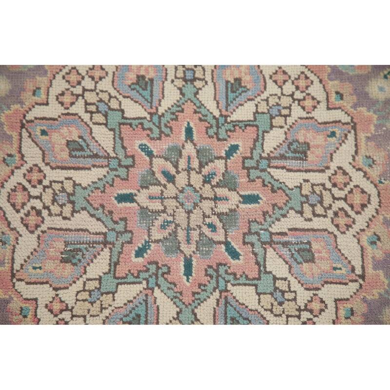 Hand Knotted Oriental 100% Wool Carpet Traditional Floral Pink Tabriz Area Rug - 9' 6'' X 6' 8''