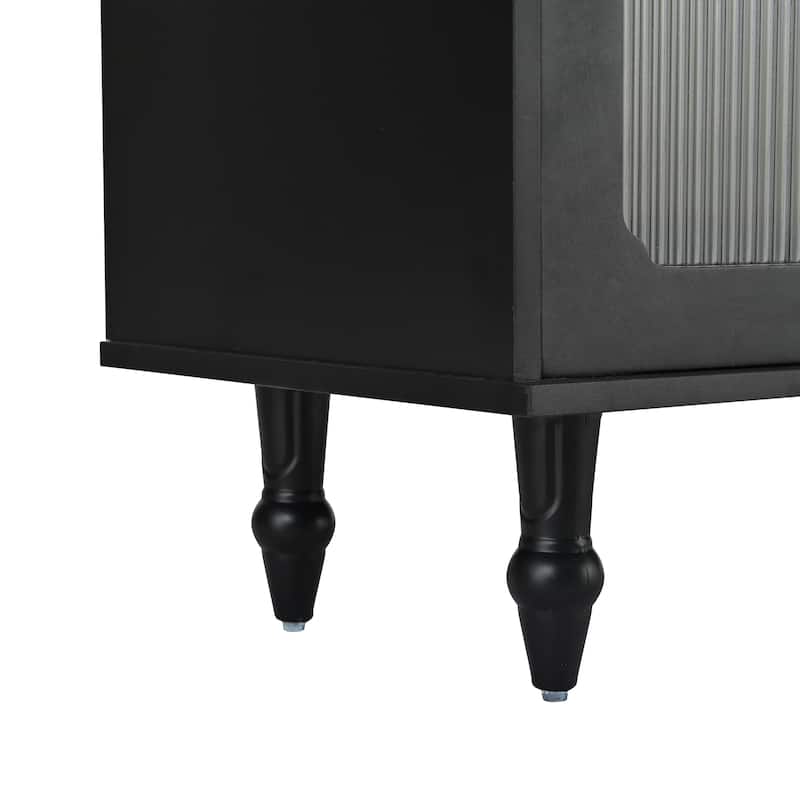 69.6" TV Stand with Fluted Glass Doors, 2 Drawers and Cabinets for TVs Up to 78"