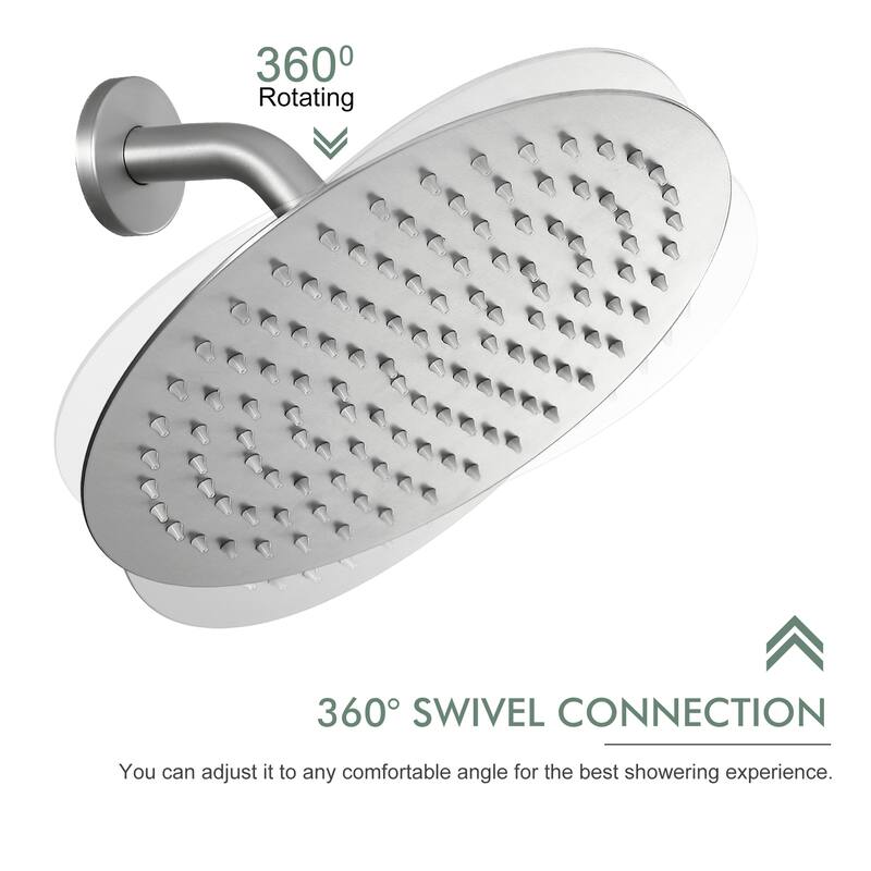 10 in. Wall Mounted Single-Handle 2-Spray Round Tub and Shower Faucet