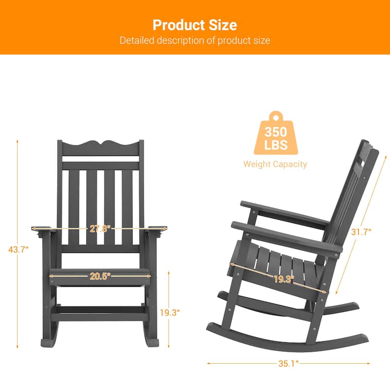 BONOSUKI Outdoor Adirondack Rocking Chair,Fire Pit Chair-Set of 2
