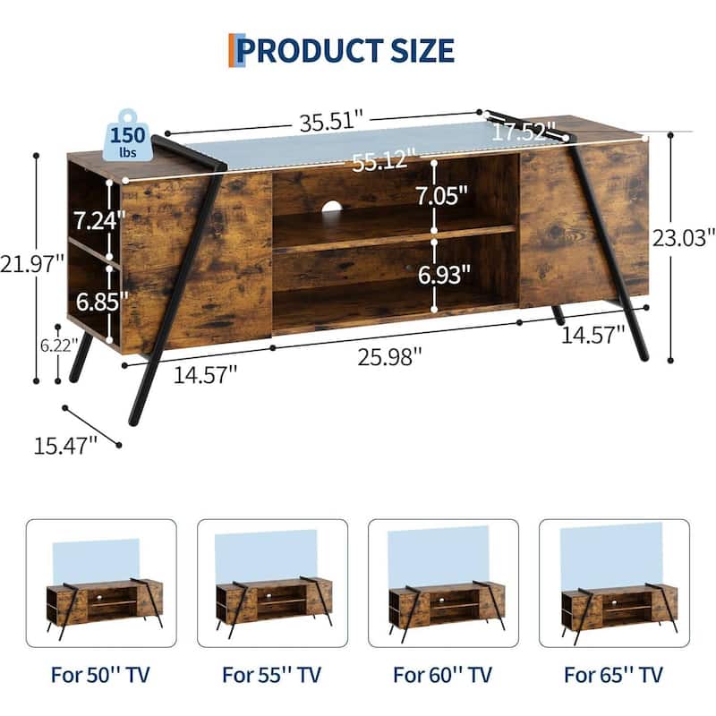 55 Inch TV Stand Modern Entertainment Center for Living Room, Bedroom, Office - N/A