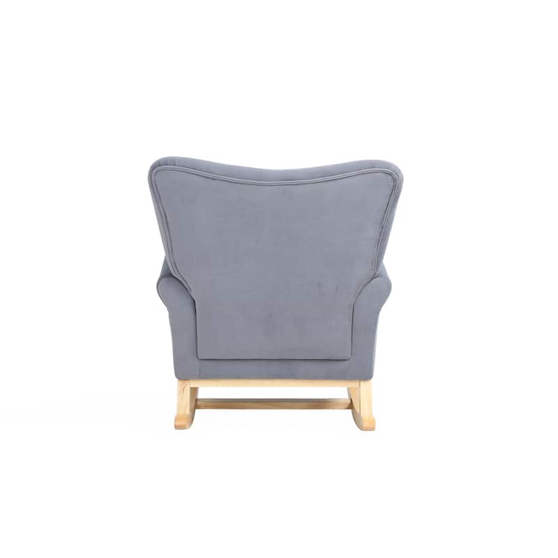 Nursery Rocking Chair with High Back, Modern Baby Room Rocker with Padded Seat, Comfortable Fabric Armchair