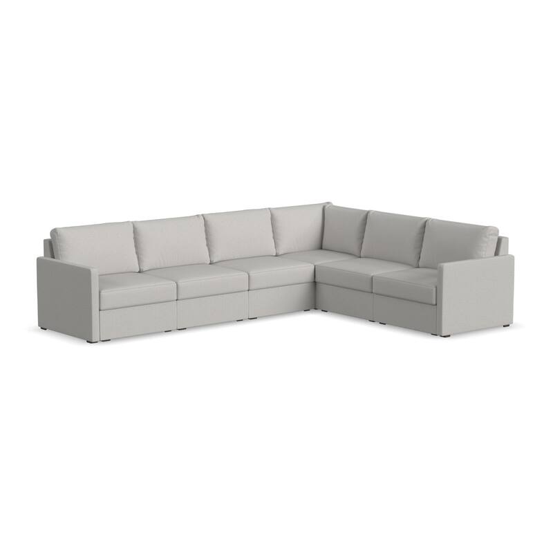Flex Taupe Fabric 6-Seat Sectional with Narrow Arm - 132" x 35" x 102"