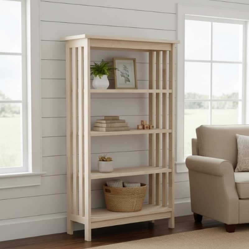 Unfinished Hardwood 3-shelf Mission Style Unit